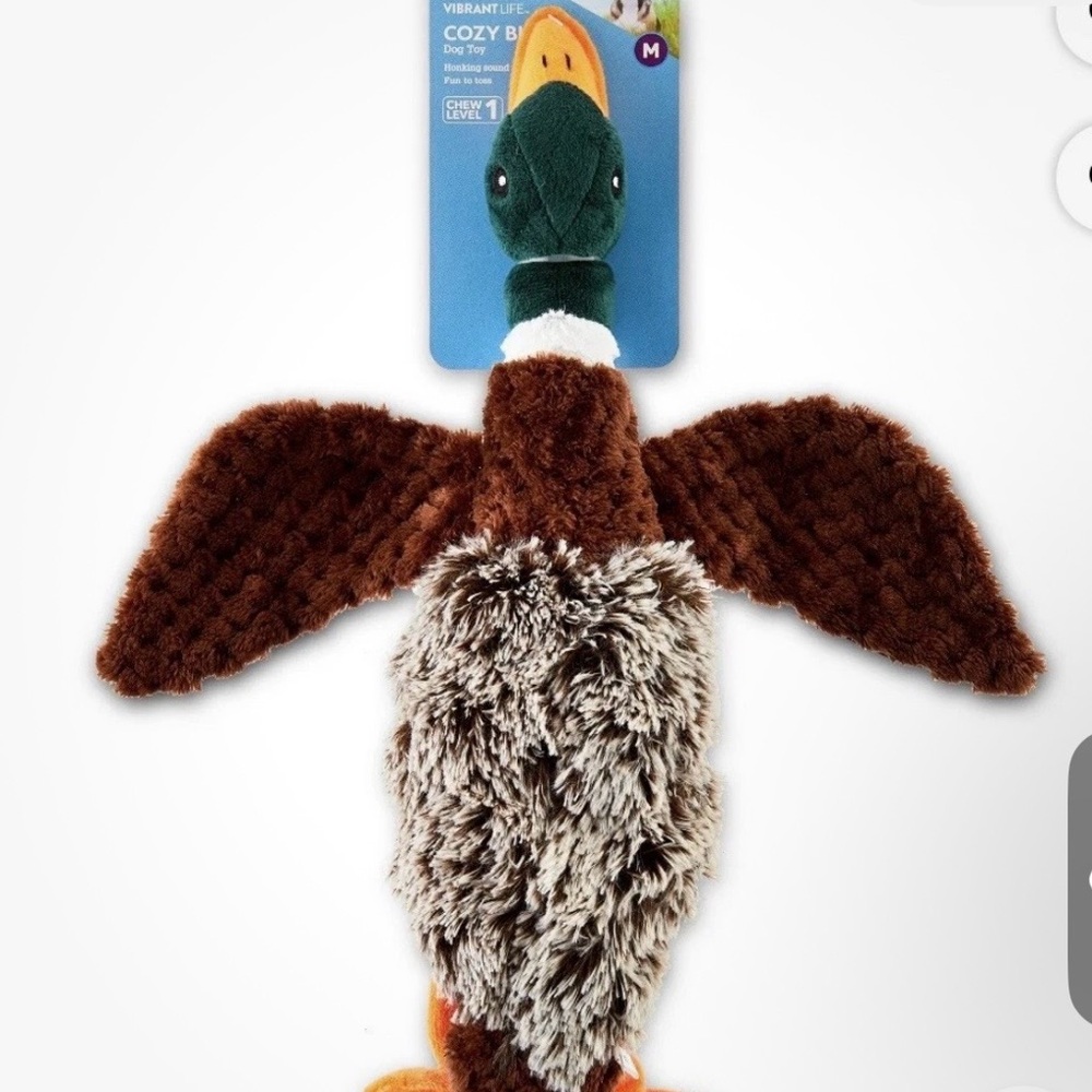 Plush Duck Dog Toy - Brown, Green, Orange